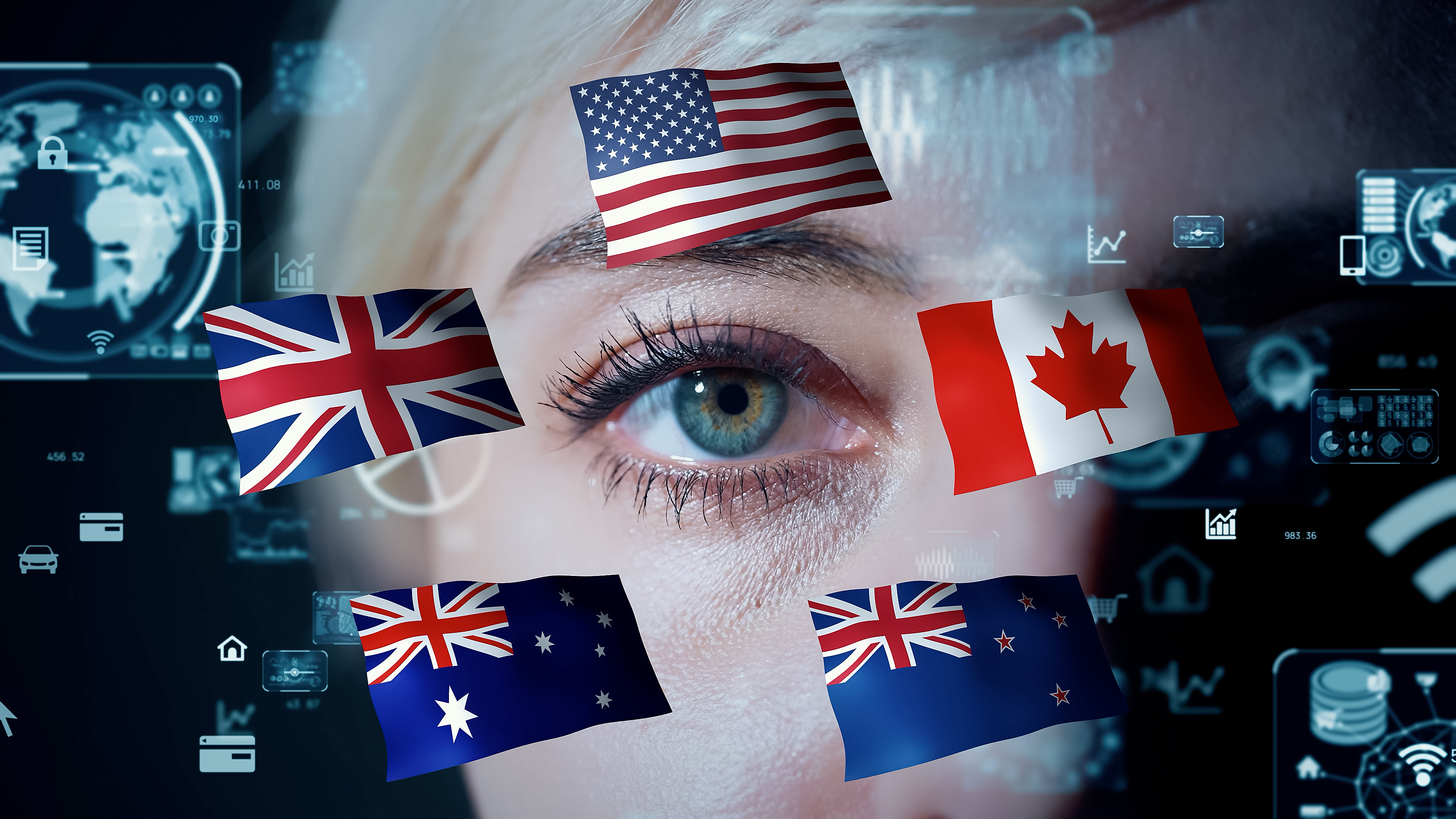 The five eyes flags